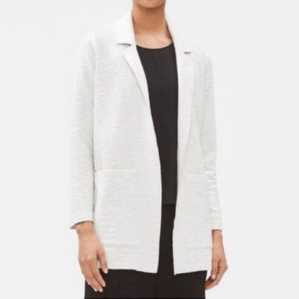 Eileen Fisher Textured Jacquard Knit Tencel Snap Blazer Size S